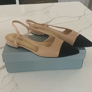 C Parvano Slingback | Leather Flats Pointed Toe Slingback Shoes Comfort Heeled